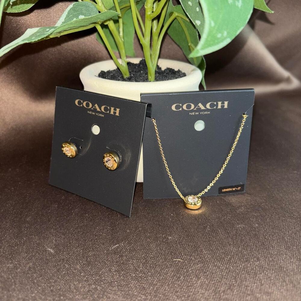 $156 new Coach earrings and necklace matching set